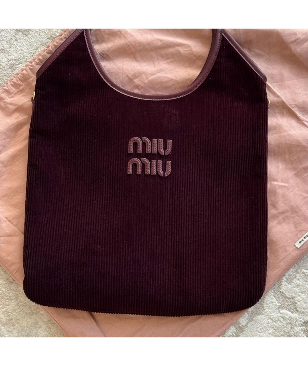 MIU MIU Бордовая бархатная сумка тоут, фото 2