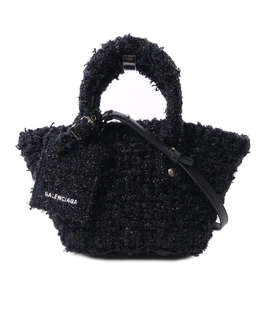 BALENCIAGA Черная твидовая сумка с короткими ручками, фото 9