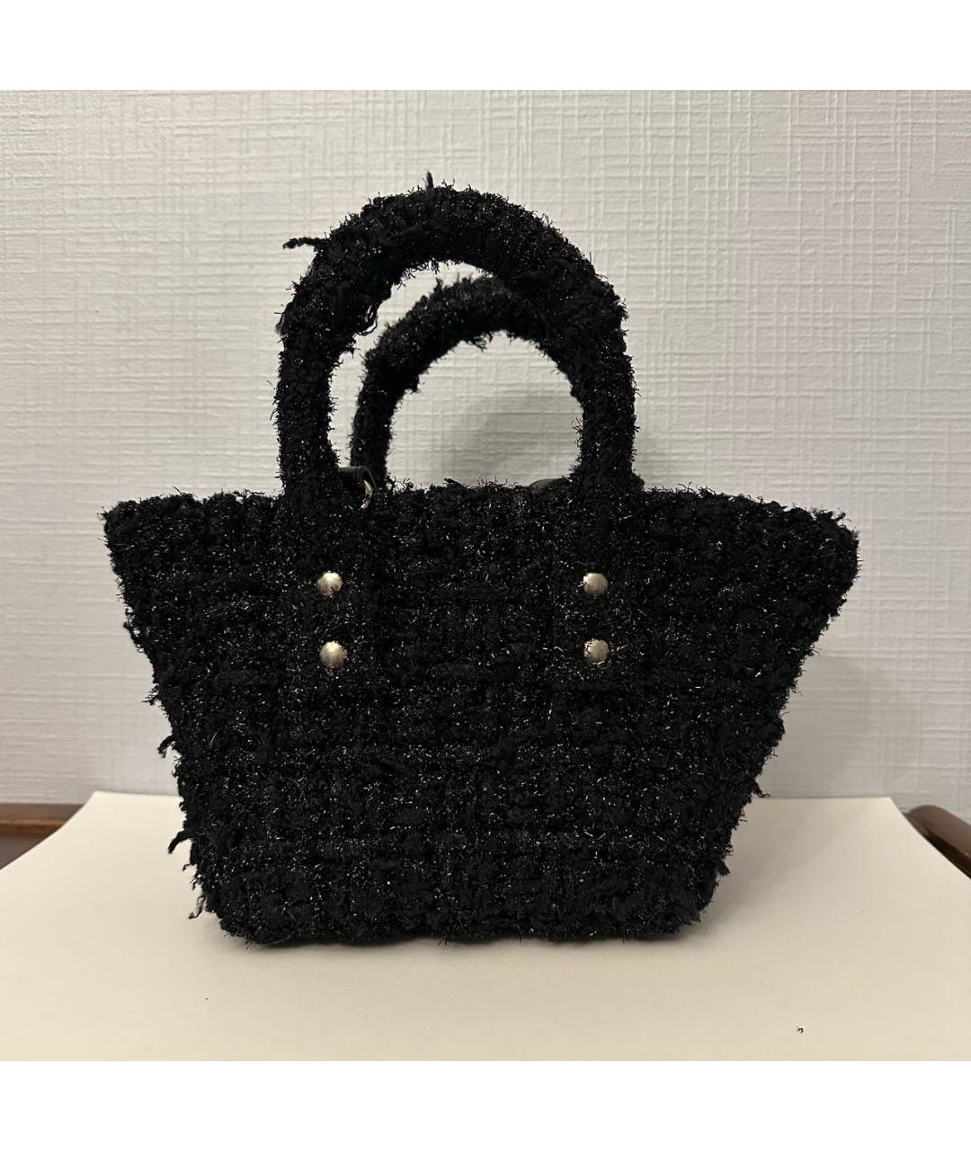 BALENCIAGA Черная твидовая сумка с короткими ручками, фото 3