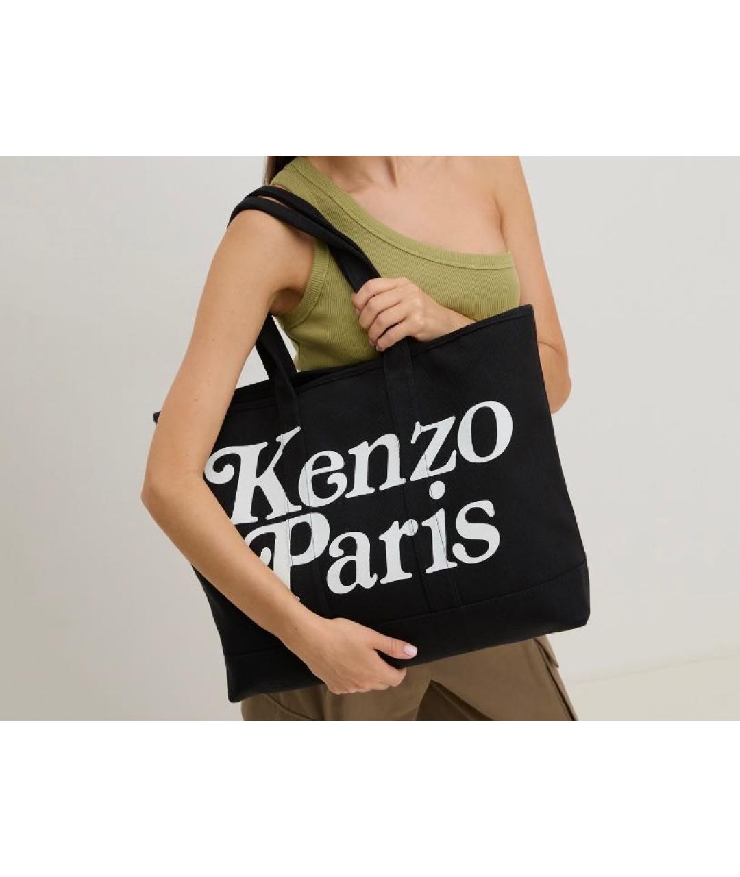 KENZO Черная хлопковая сумка тоут, фото 5
