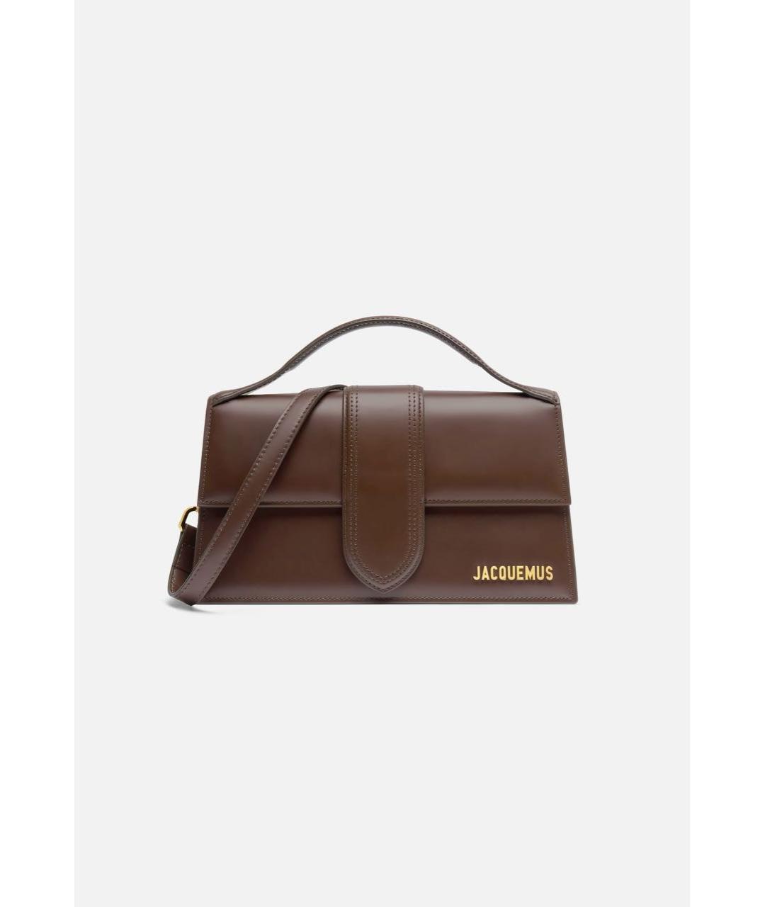 JACQUEMUS Коричневая кожаная сумка с короткими ручками, фото 7