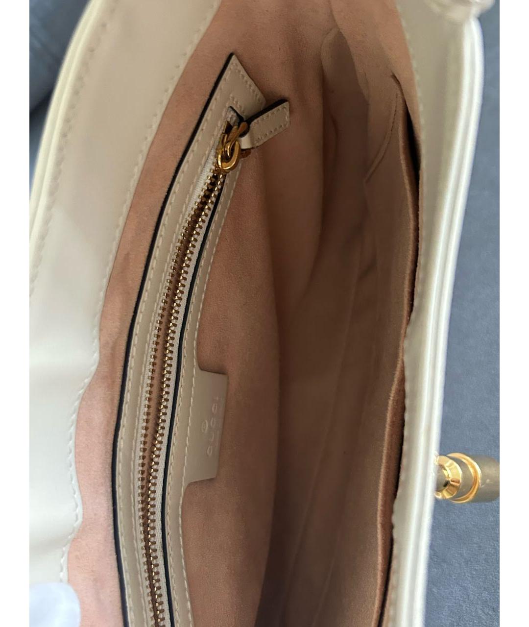 GUCCI Белая кожаная сумка с короткими ручками, фото 4