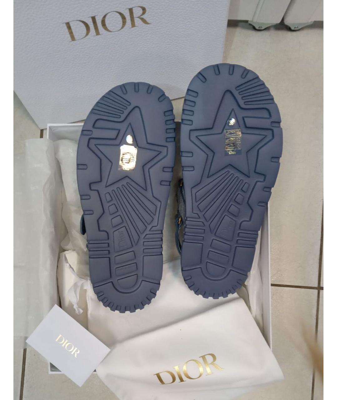 CHRISTIAN DIOR Голубые кожаные сандалии, фото 5