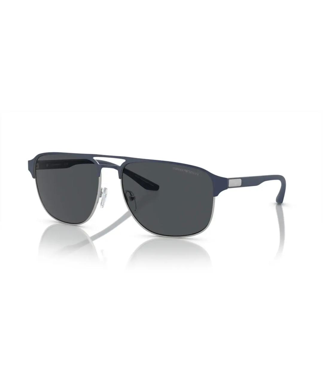 EMPORIO ARMANI Синие металлические солнцезащитные очки, фото 7