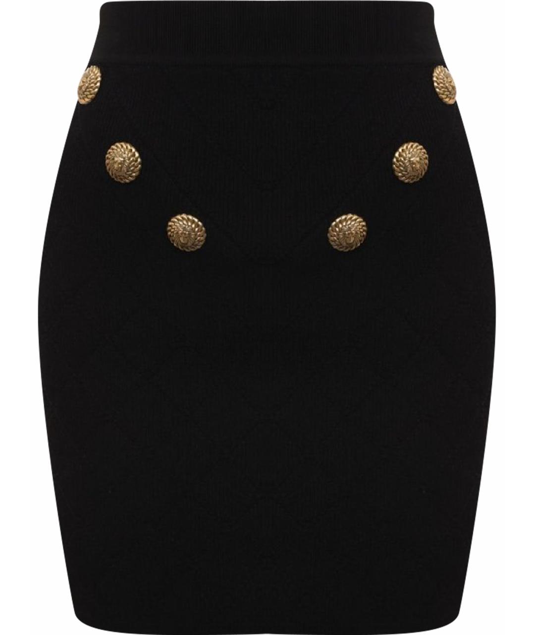 BALMAIN Черная вискозная юбка мини, фото 1