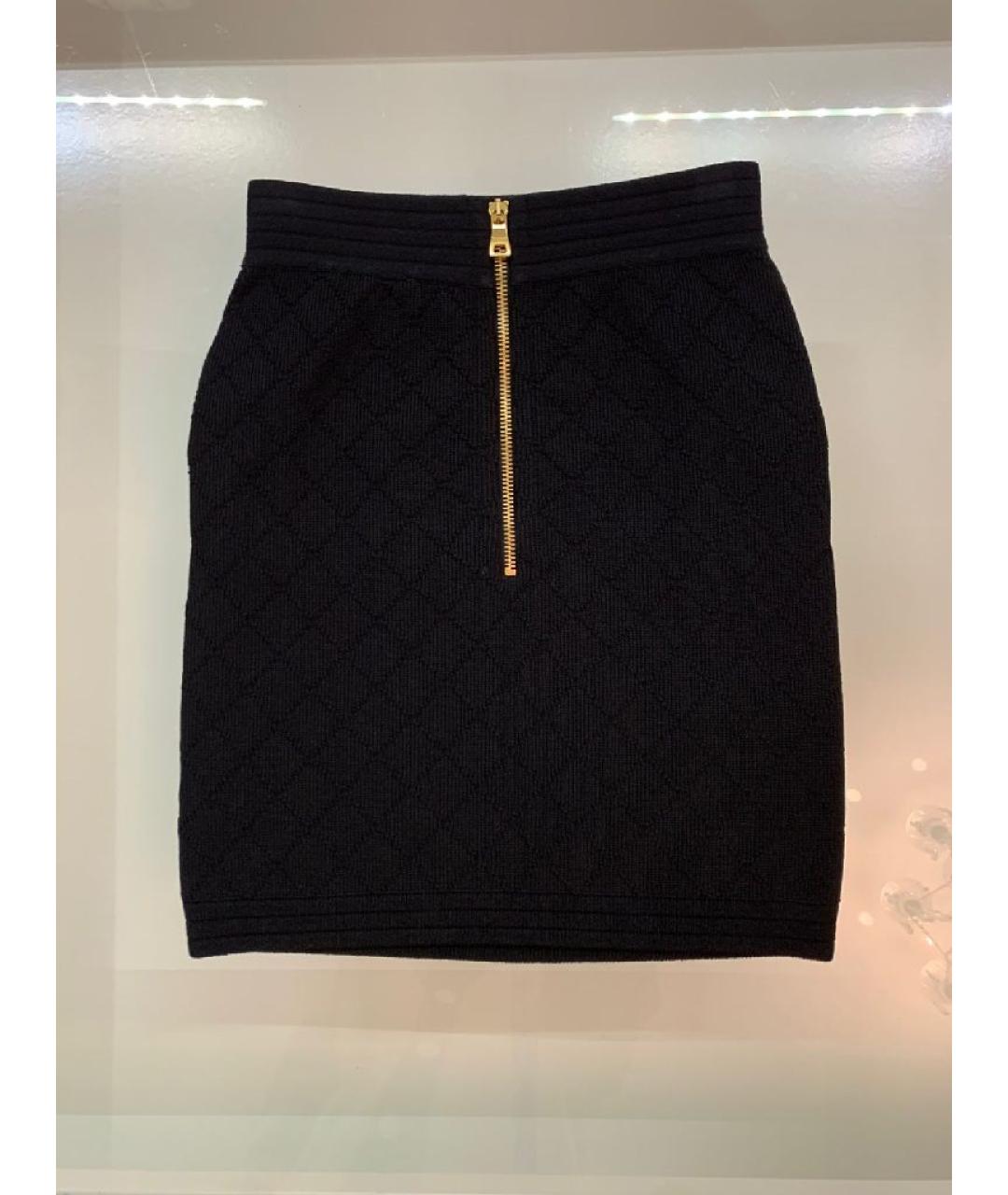 BALMAIN Черная вискозная юбка мини, фото 3