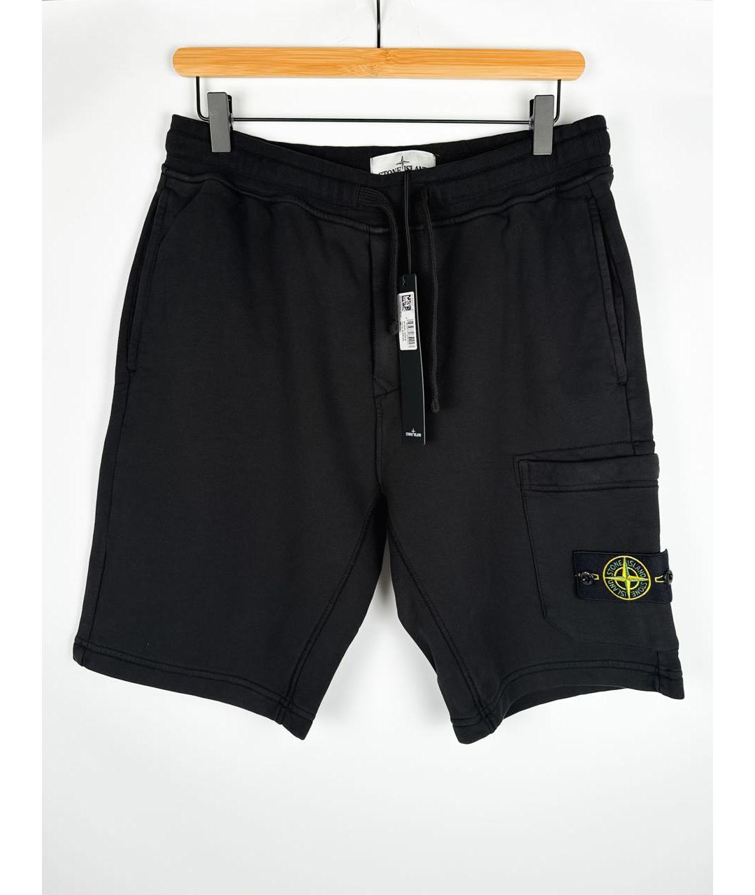 STONE ISLAND Черные хлопковые шорты, фото 8