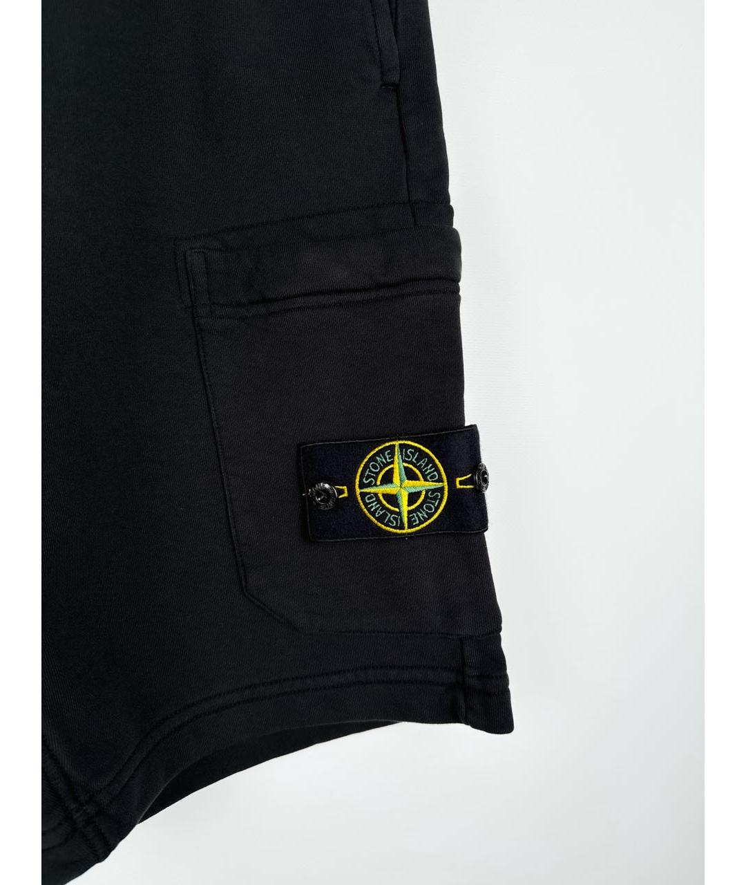STONE ISLAND Черные хлопковые шорты, фото 3