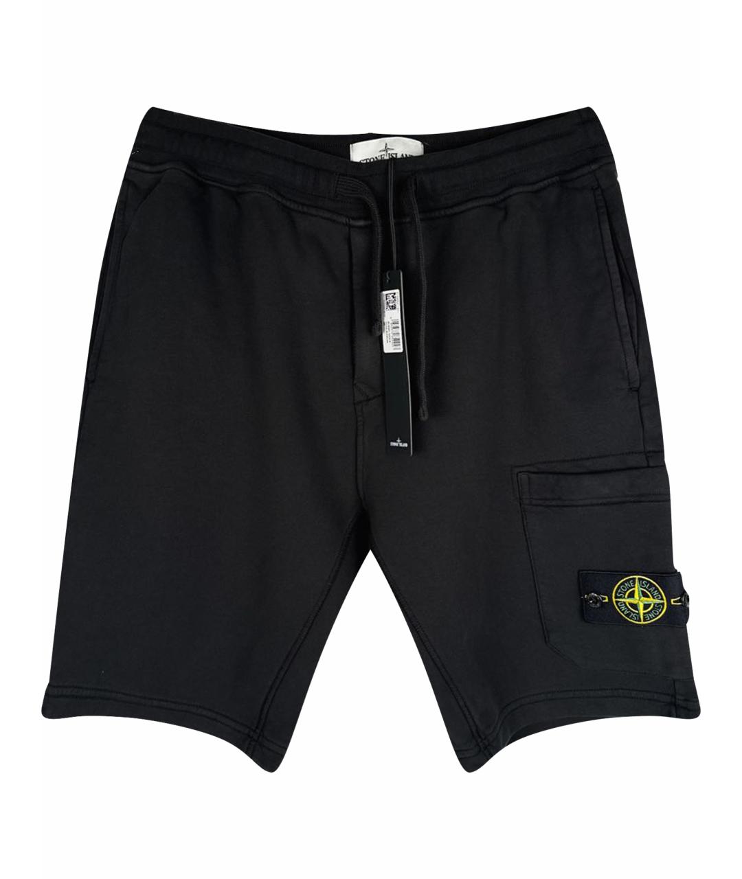 STONE ISLAND Черные хлопковые шорты, фото 1