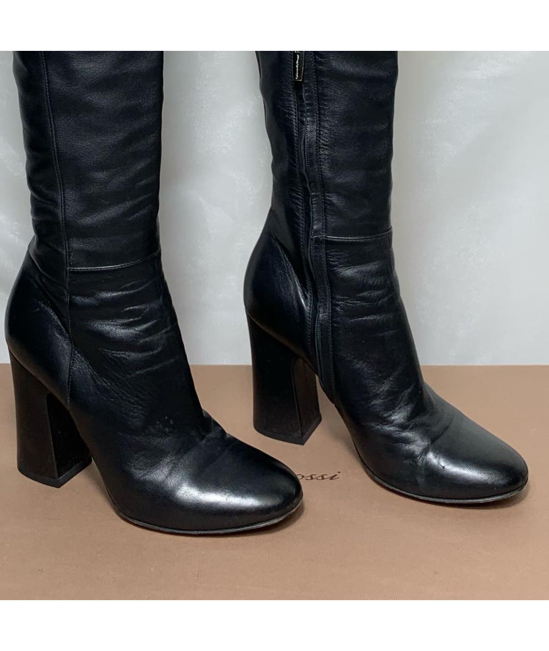 GIANVITO ROSSI Черные кожаные ботфорты, фото 3