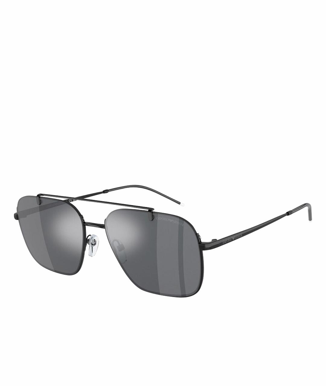 EMPORIO ARMANI Черные металлические солнцезащитные очки, фото 1
