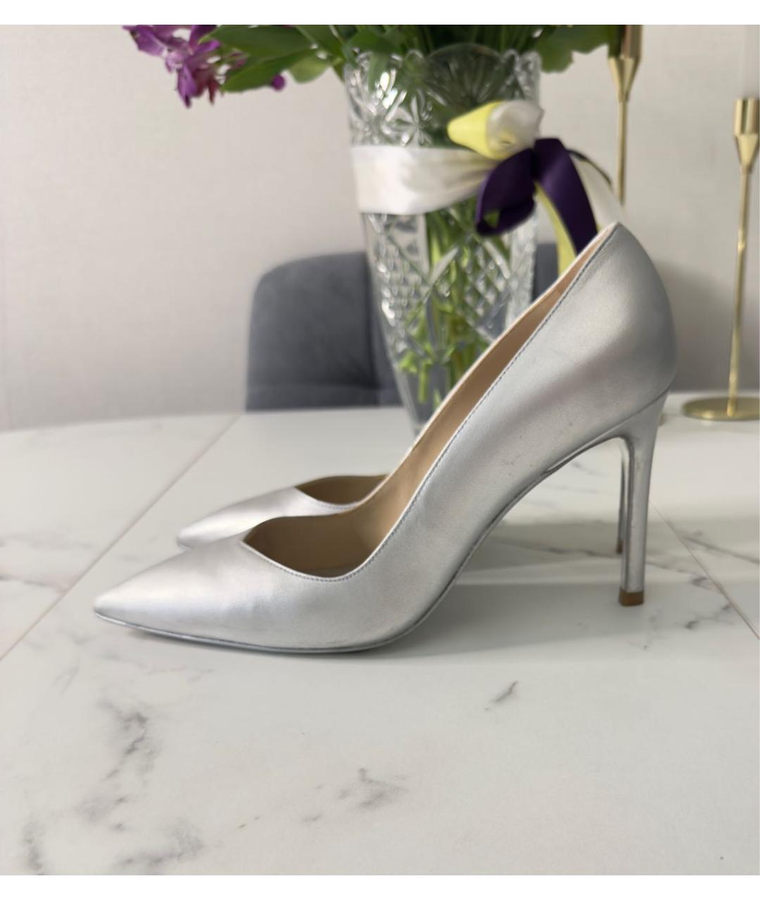 STUART WEITZMAN Серебряные кожаные туфли, фото 6