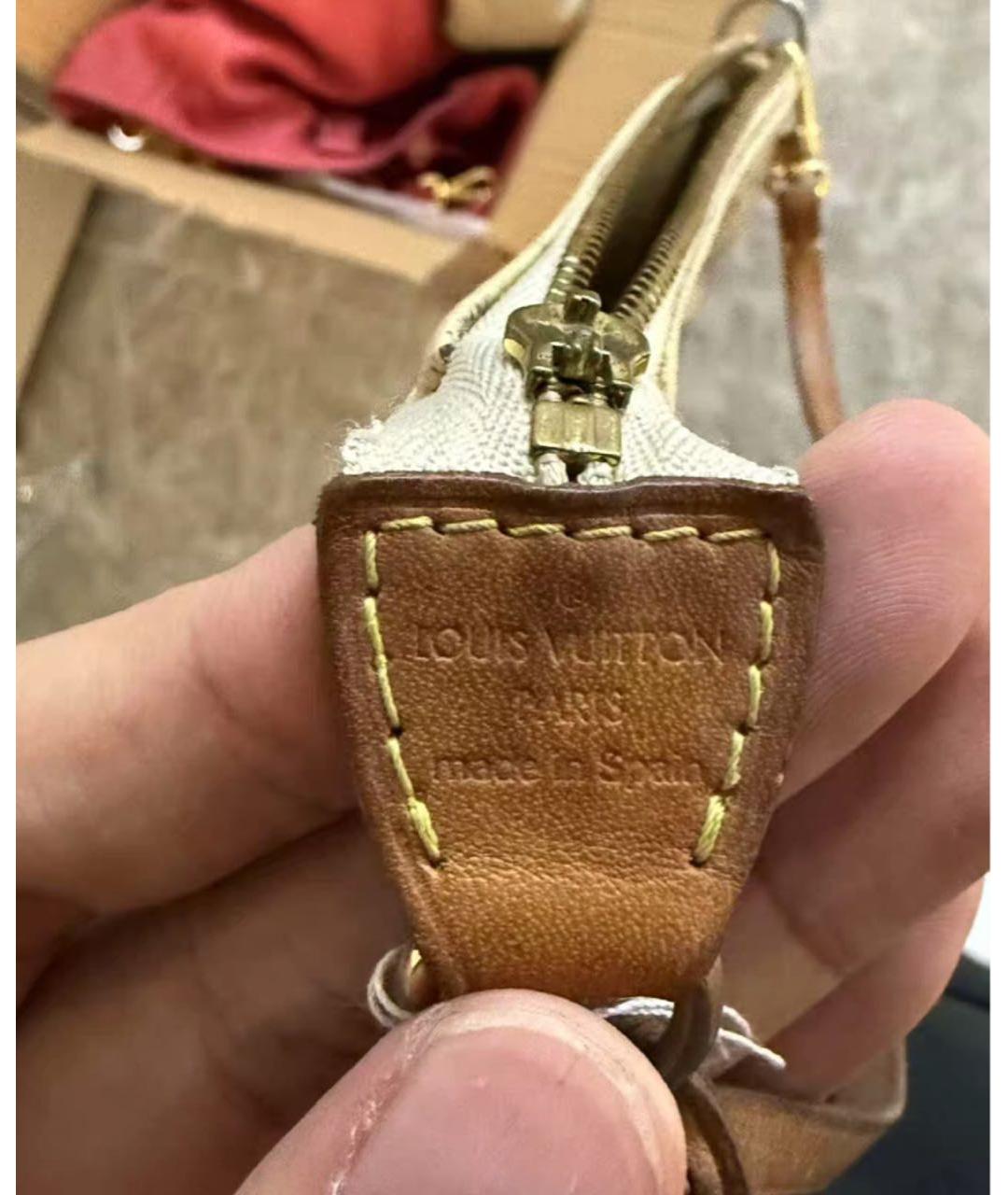LOUIS VUITTON Белая кожаная сумка с короткими ручками, фото 5