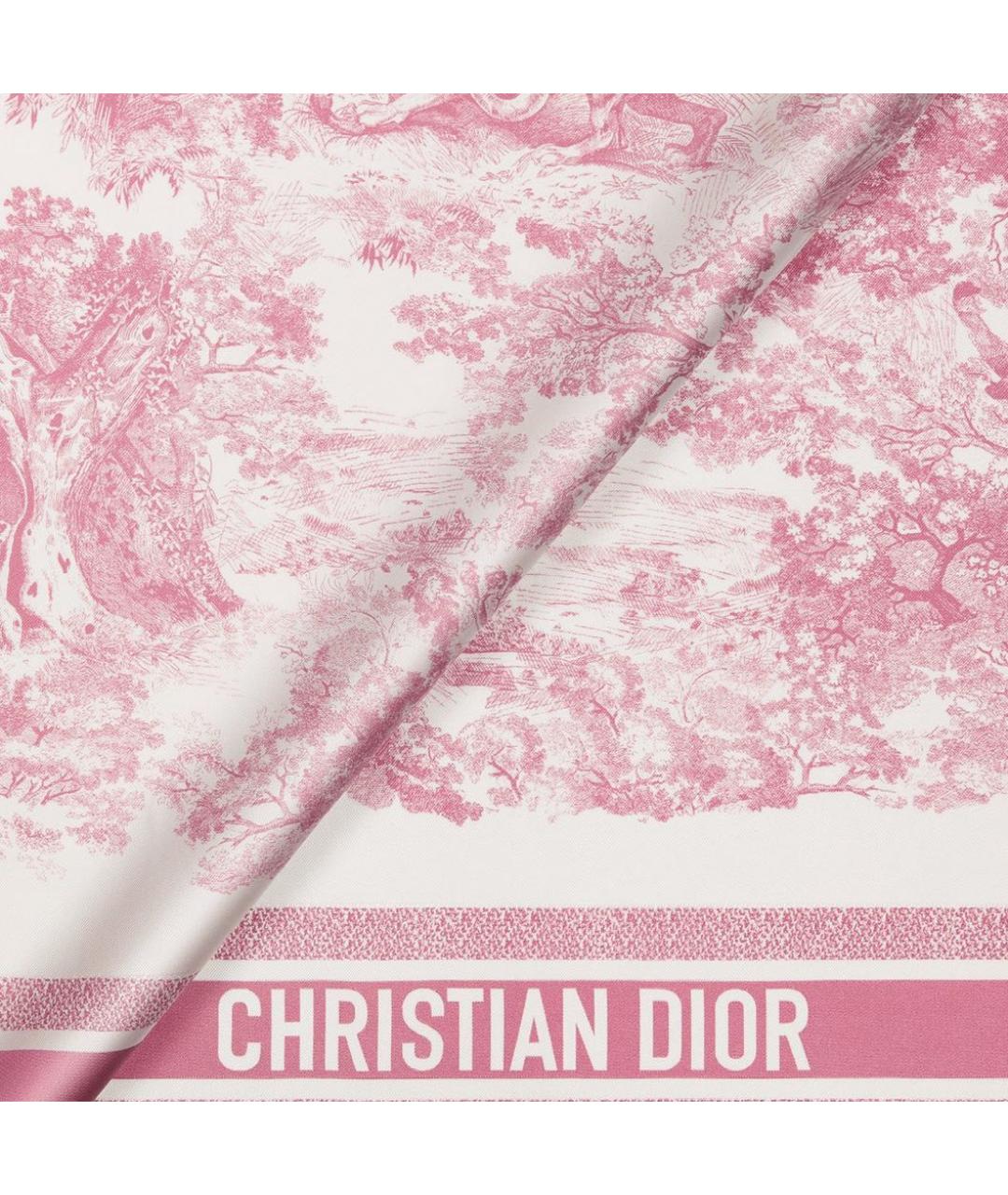 CHRISTIAN DIOR Розовый шелковый платок, фото 2