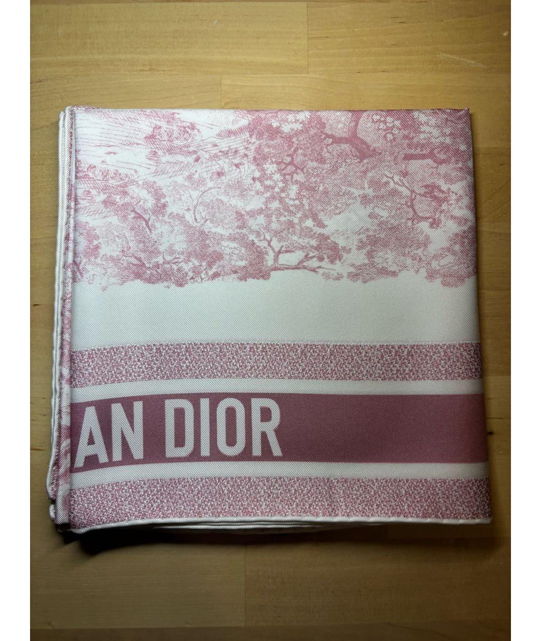 CHRISTIAN DIOR Розовый шелковый платок, фото 4