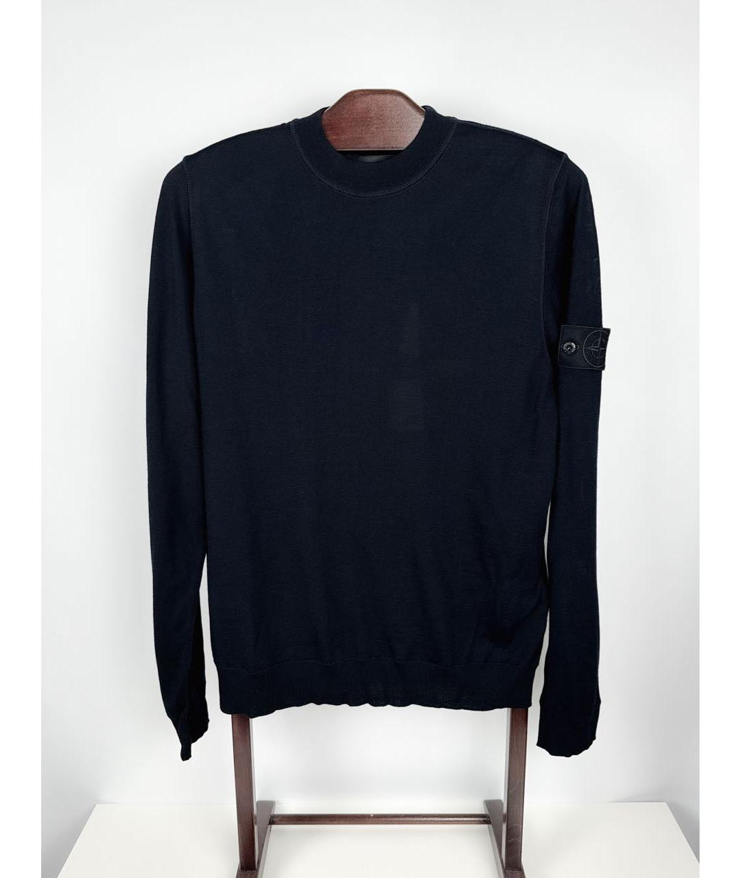 STONE ISLAND Темно-синий шерстяной джемпер / свитер, фото 9