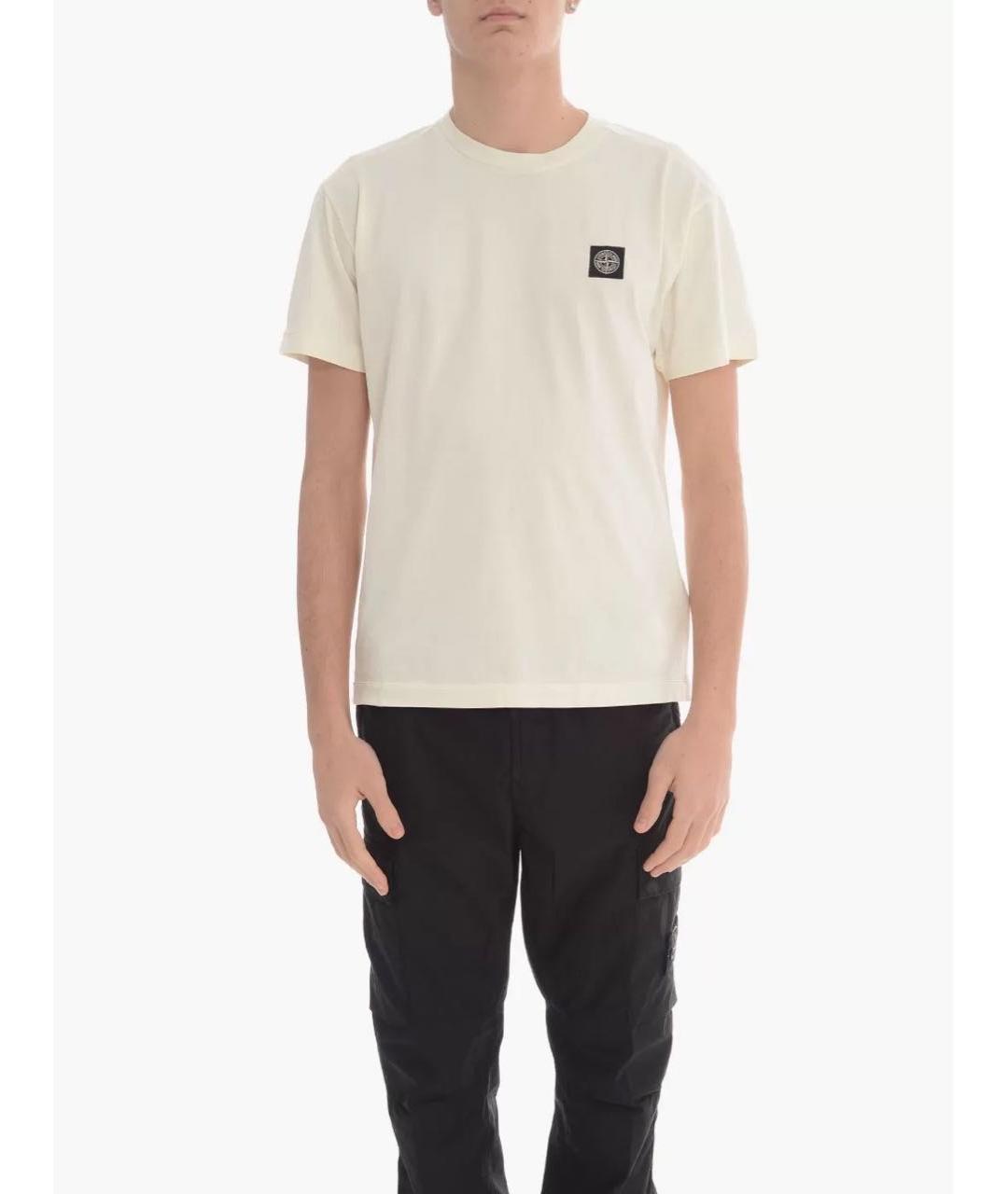 STONE ISLAND Бежевая хлопковая футболка, фото 2