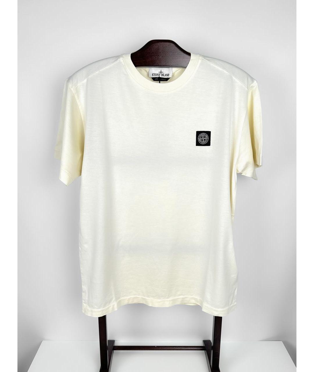 STONE ISLAND Бежевая хлопковая футболка, фото 8