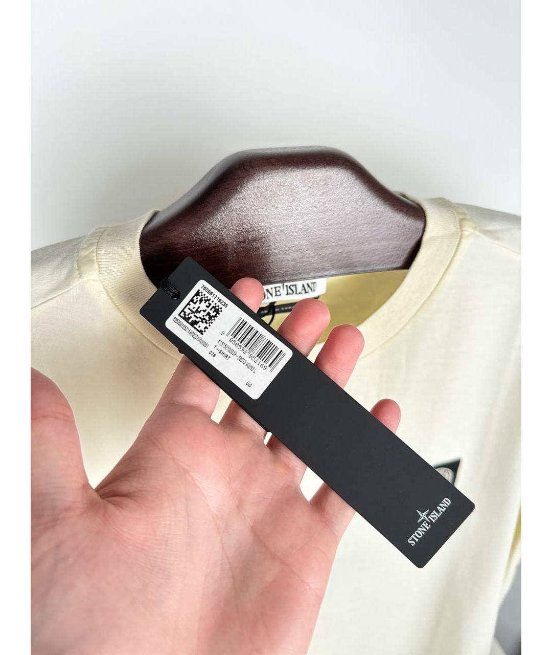 STONE ISLAND Бежевая хлопковая футболка, фото 5