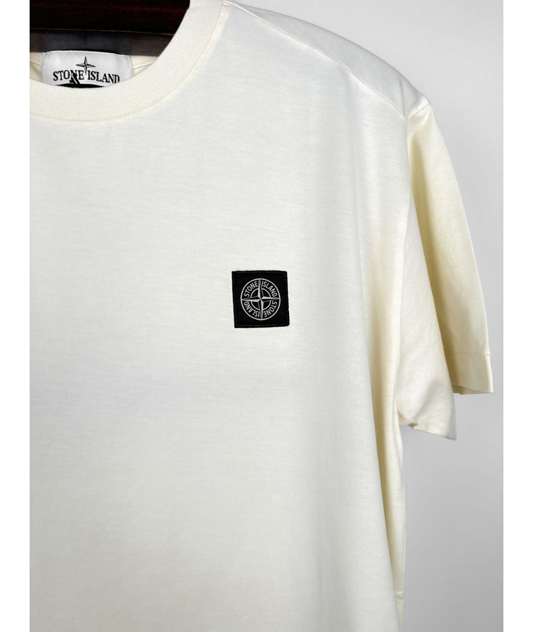 STONE ISLAND Бежевая хлопковая футболка, фото 3