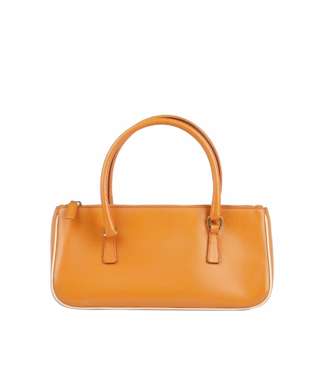 PRADA Горчичная кожаная сумка с короткими ручками, фото 1