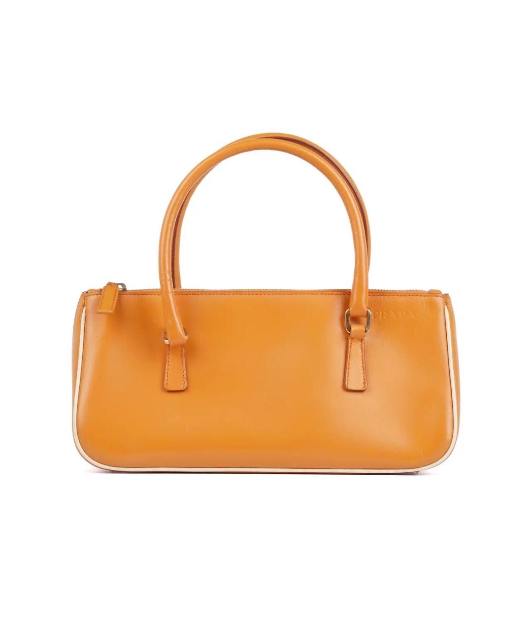 PRADA Горчичная кожаная сумка с короткими ручками, фото 9