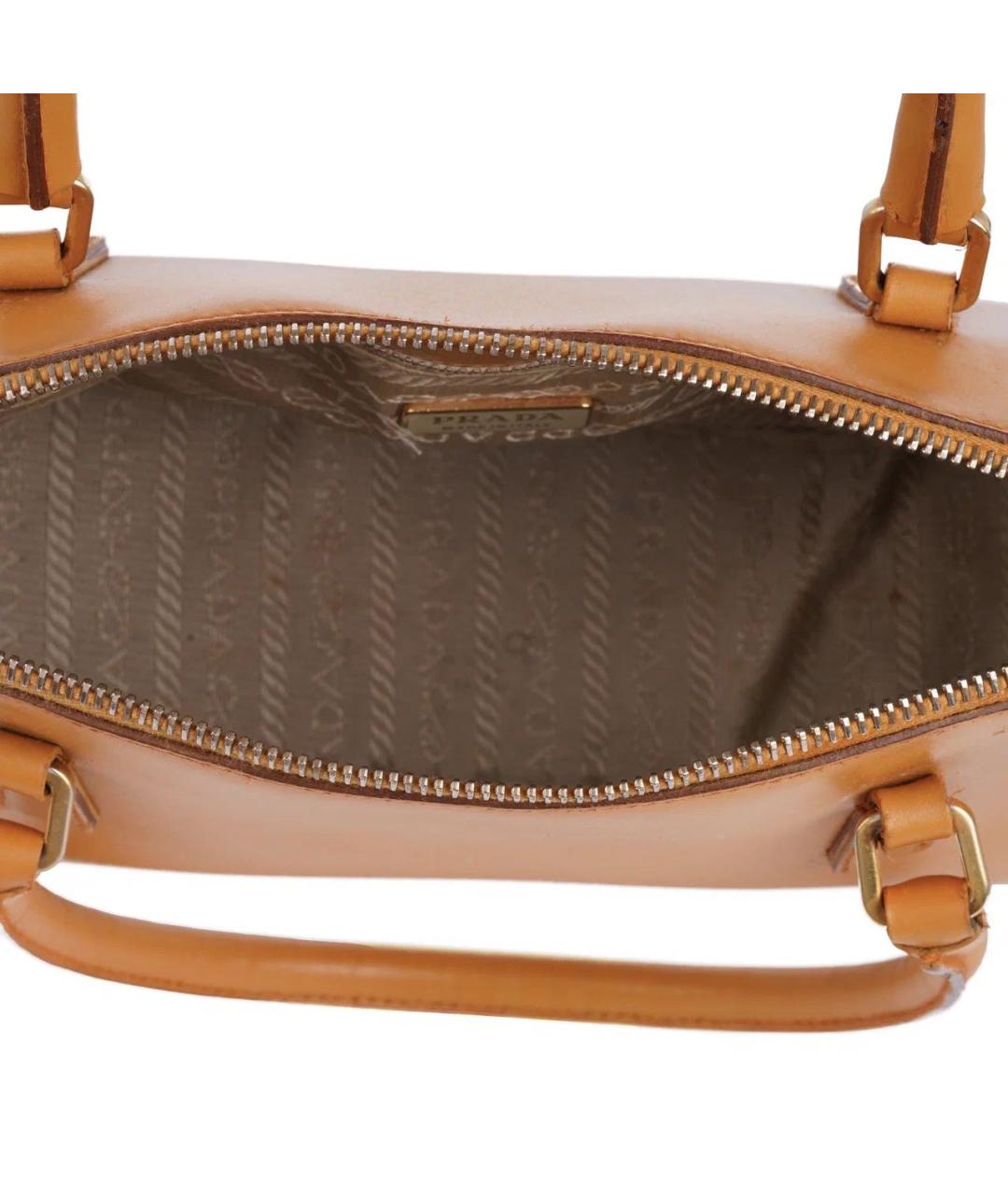 PRADA Горчичная кожаная сумка с короткими ручками, фото 6