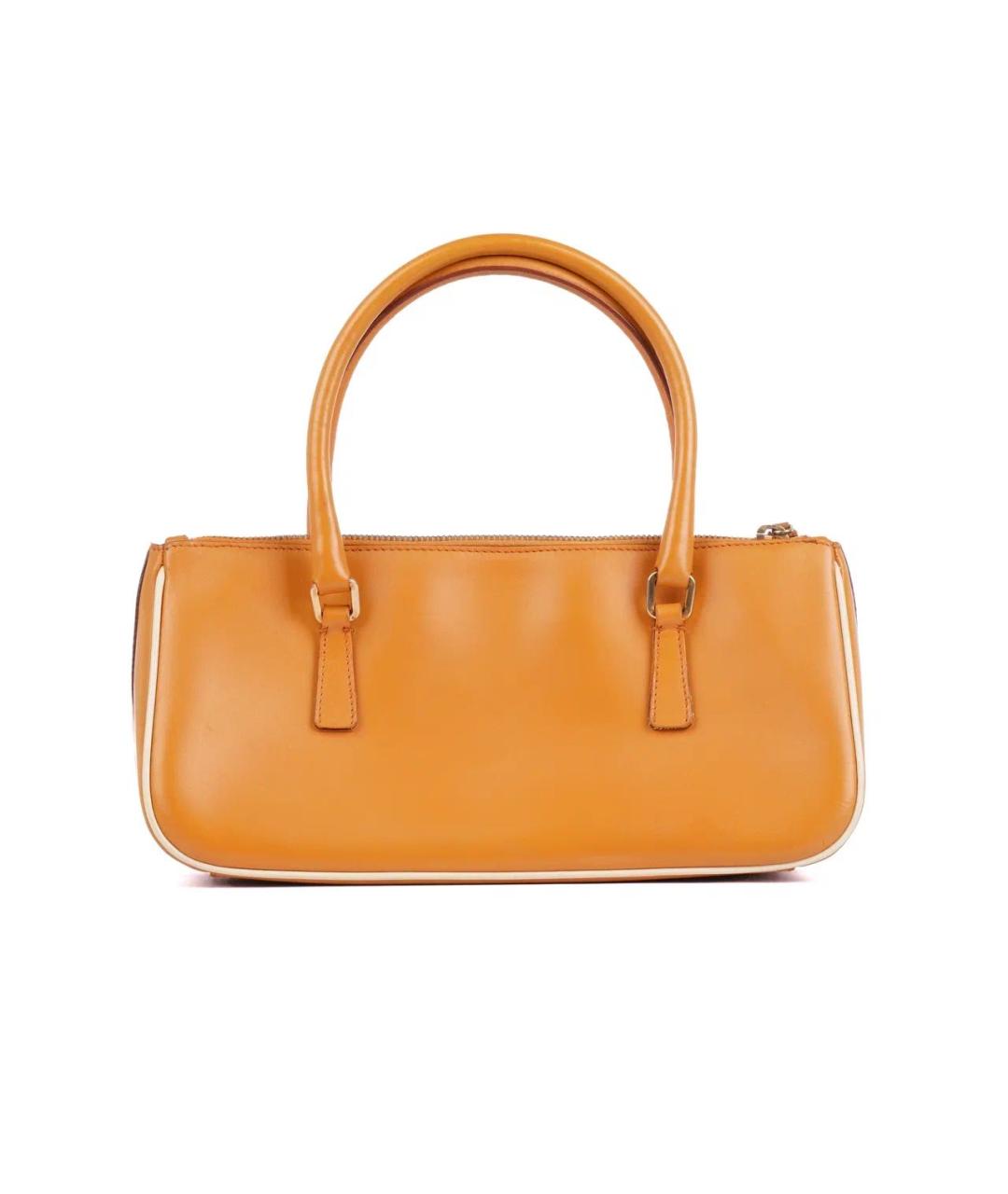 PRADA Горчичная кожаная сумка с короткими ручками, фото 2