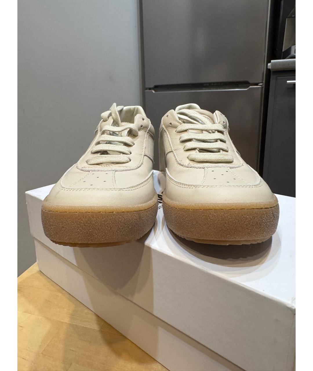 MM6 MAISON MARGIELA Бежевые кожаные кеды, фото 2