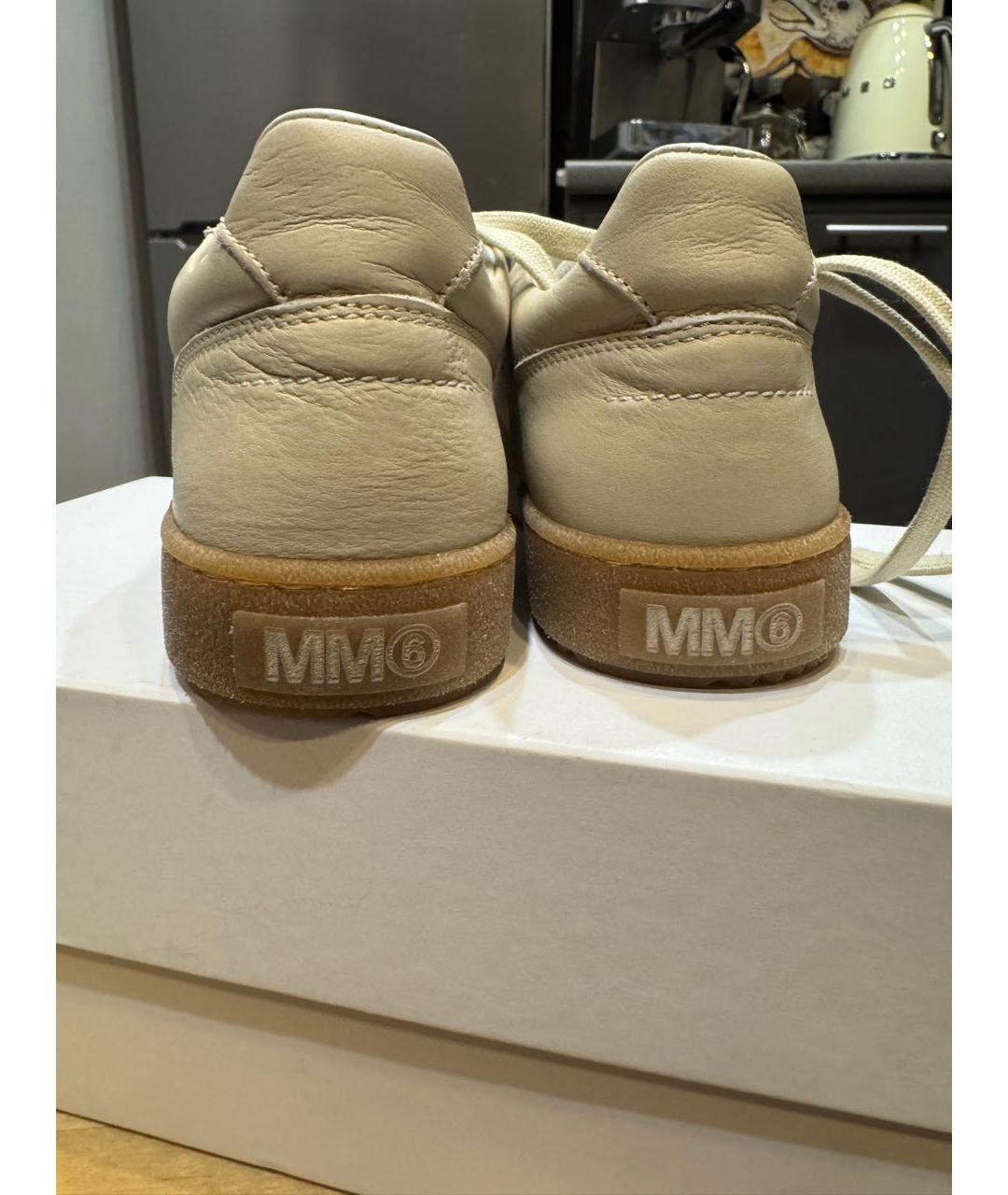 MM6 MAISON MARGIELA Бежевые кожаные кеды, фото 4