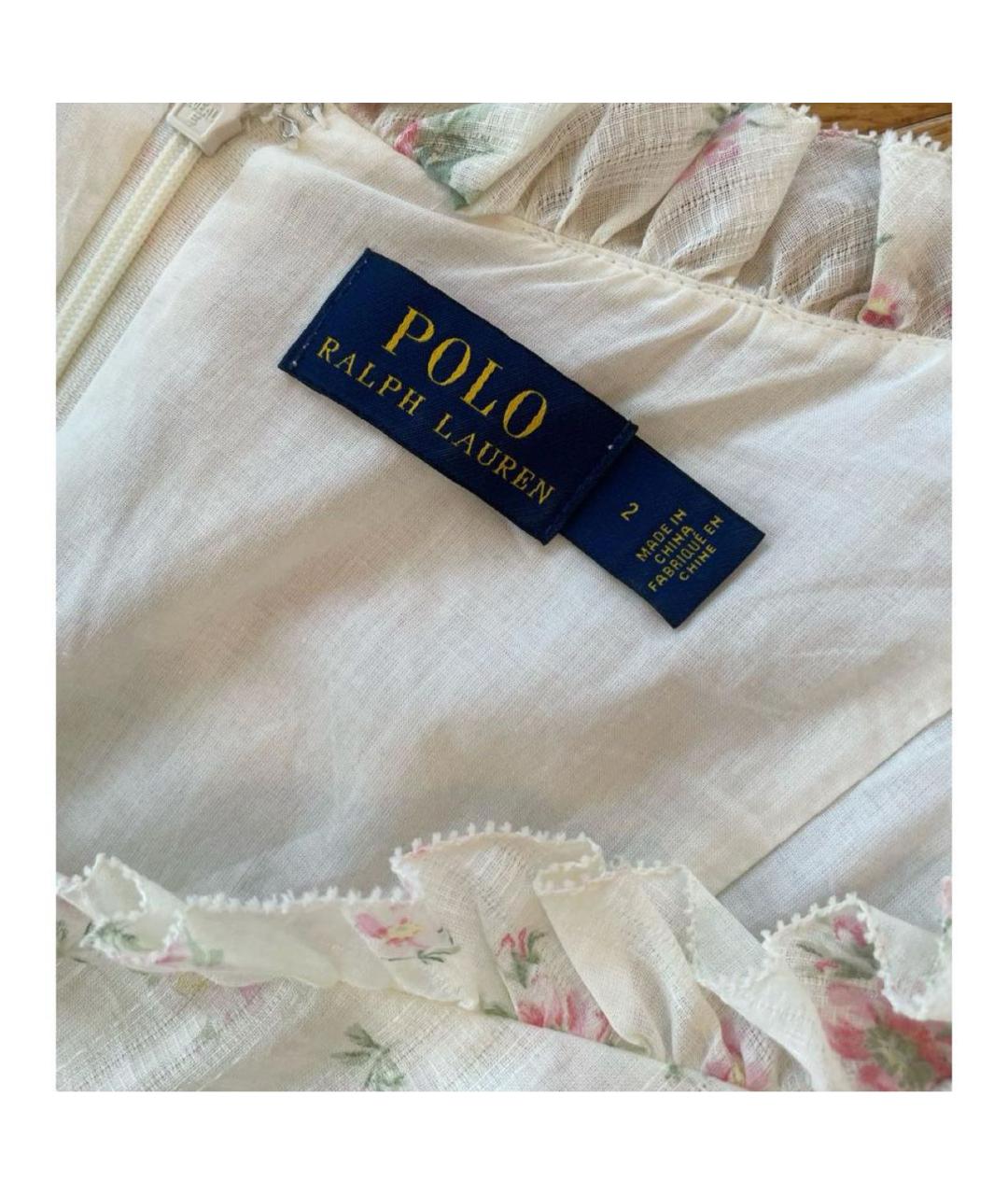 POLO RALPH LAUREN Белое хлопковое повседневное платье, фото 3