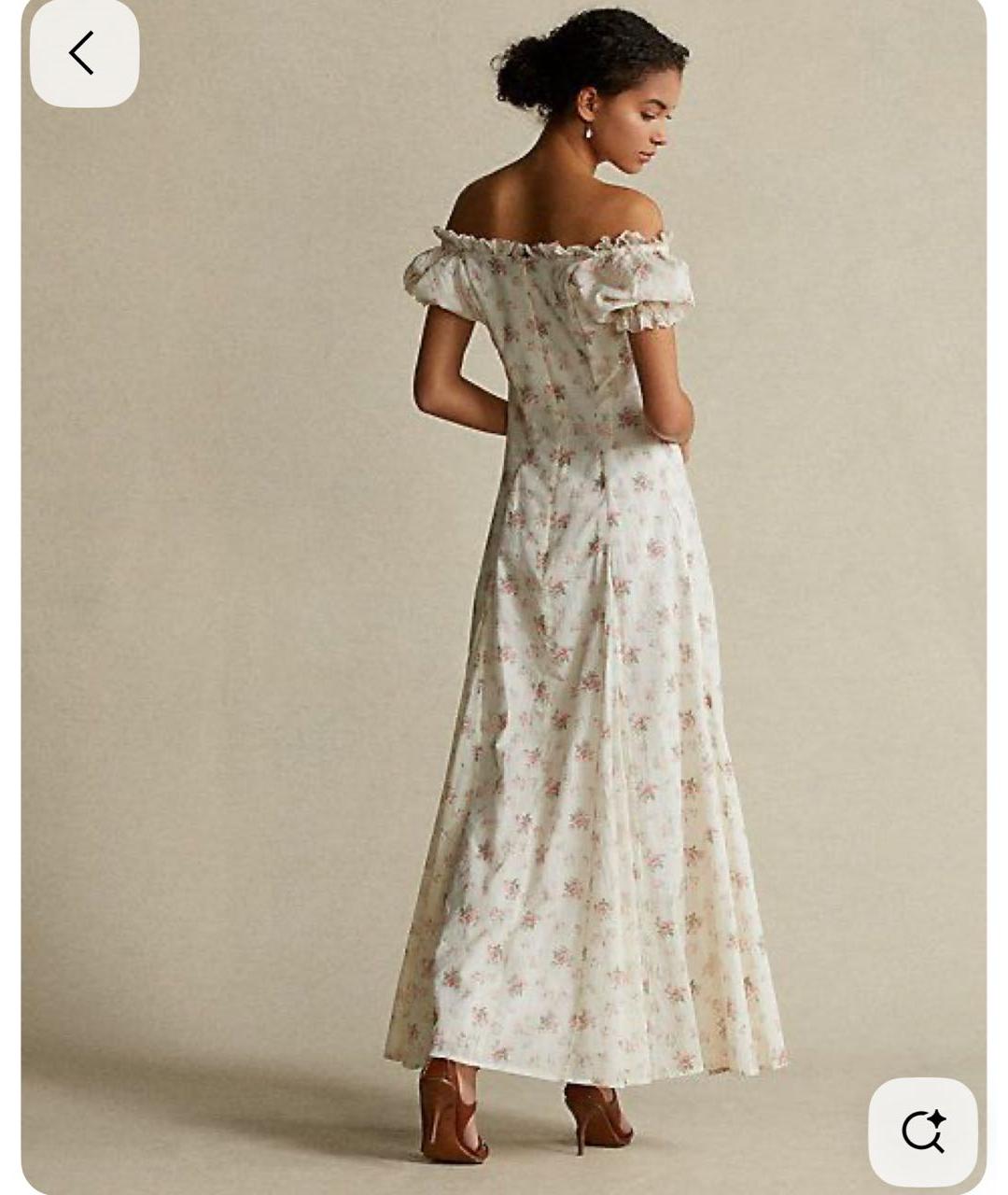 POLO RALPH LAUREN Белое хлопковое повседневное платье, фото 8