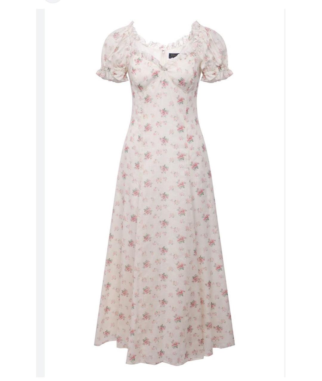 POLO RALPH LAUREN Белое хлопковое повседневное платье, фото 9