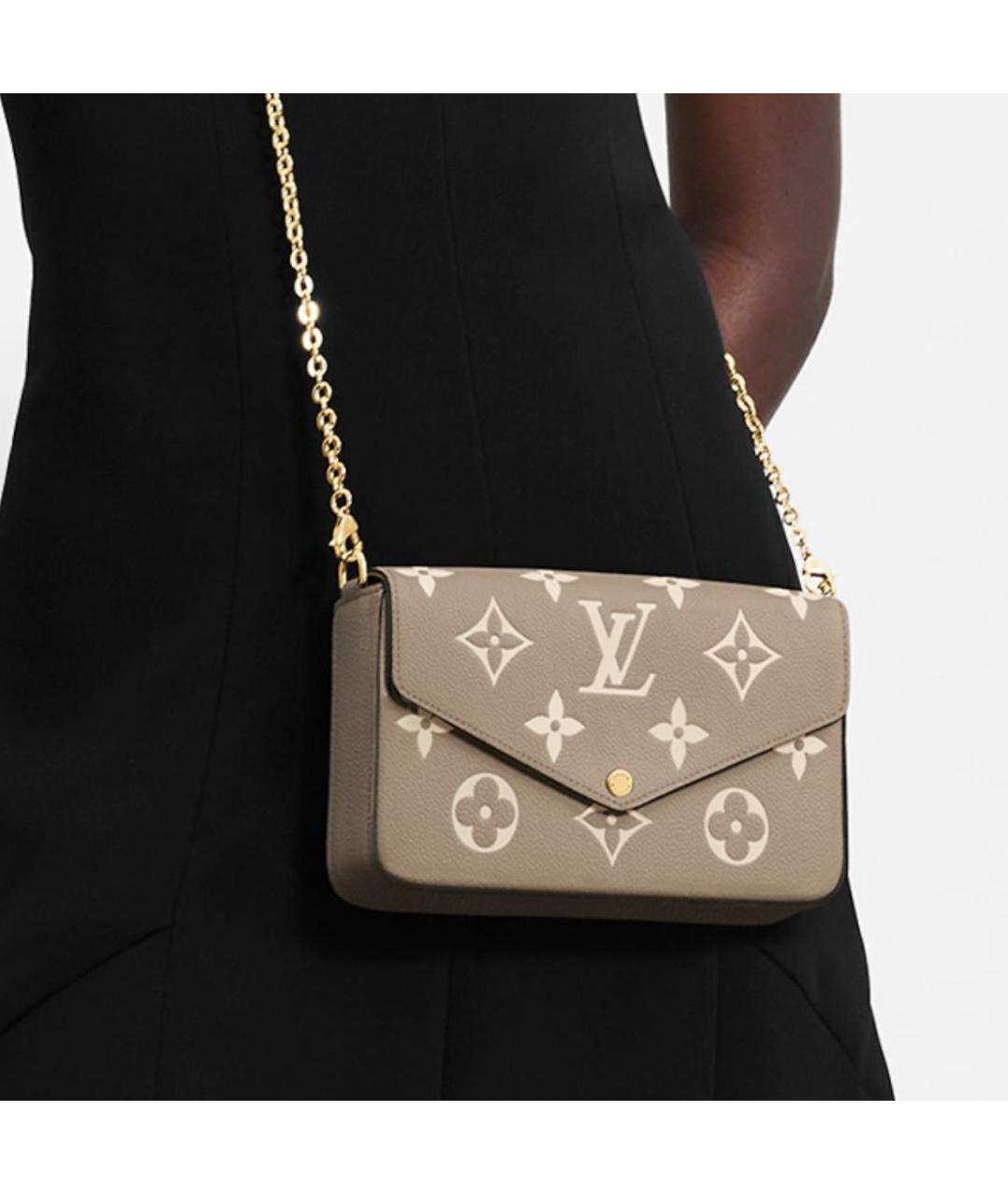 LOUIS VUITTON Бежевая кожаная сумка через плечо, фото 5