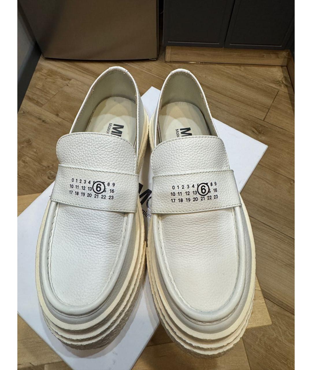 MM6 MAISON MARGIELA Белые кожаные лоферы, фото 2