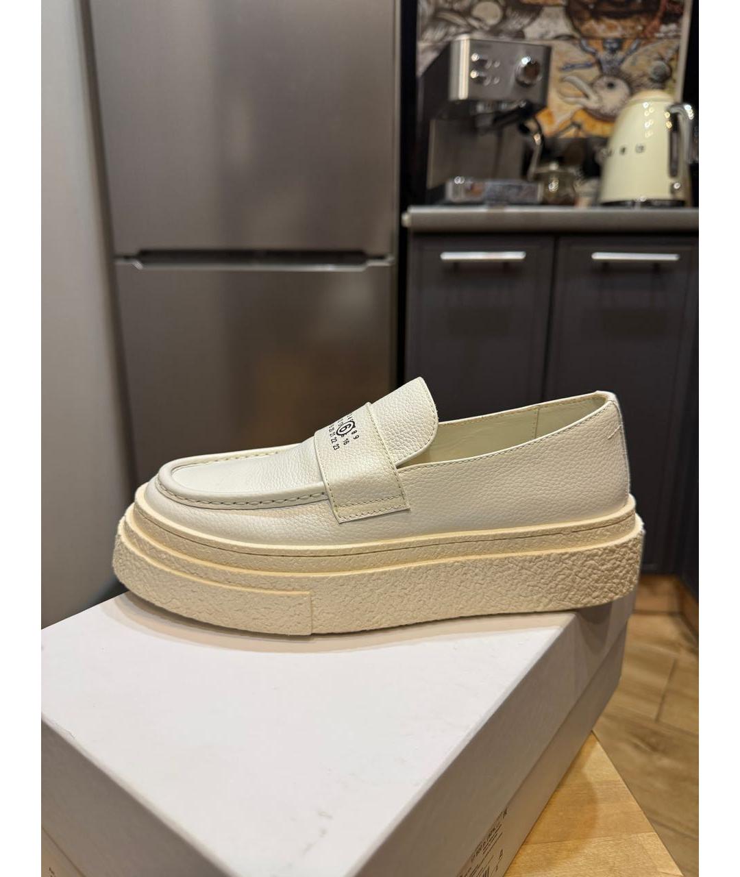 MM6 MAISON MARGIELA Белые кожаные лоферы, фото 8