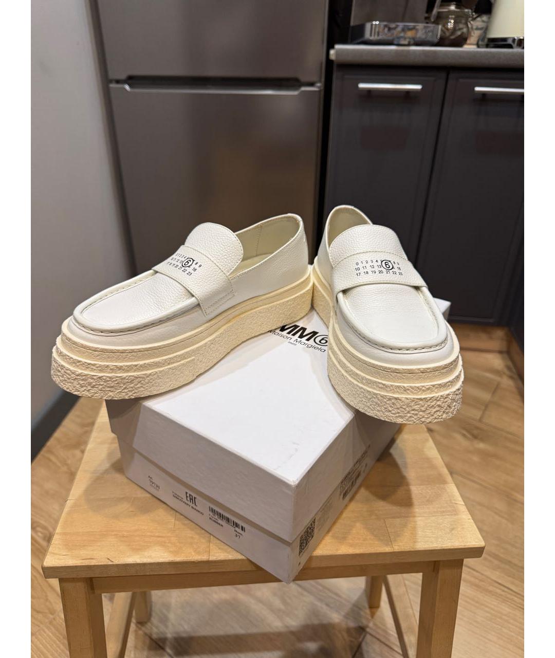 MM6 MAISON MARGIELA Белые кожаные лоферы, фото 7