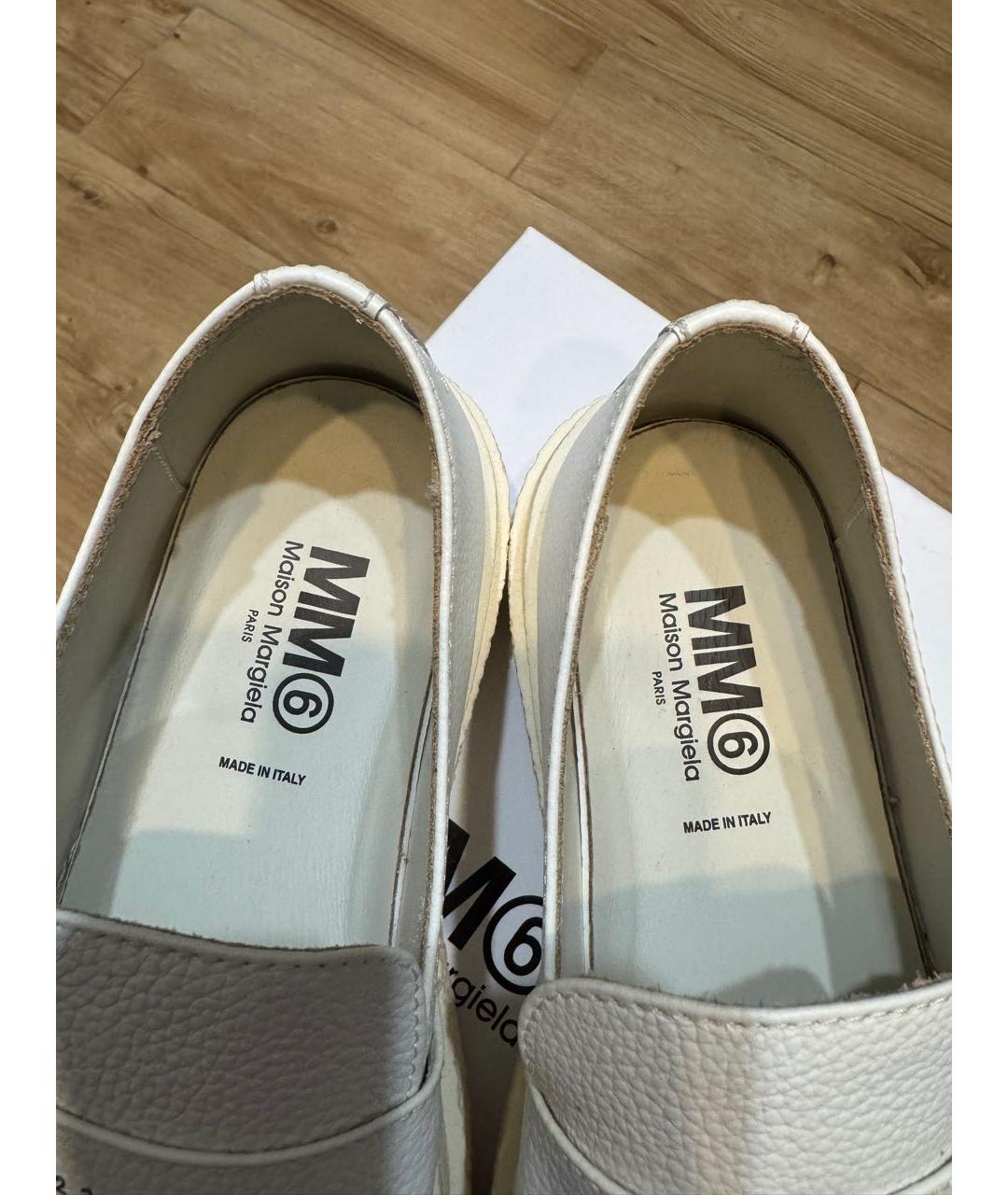 MM6 MAISON MARGIELA Белые кожаные лоферы, фото 3