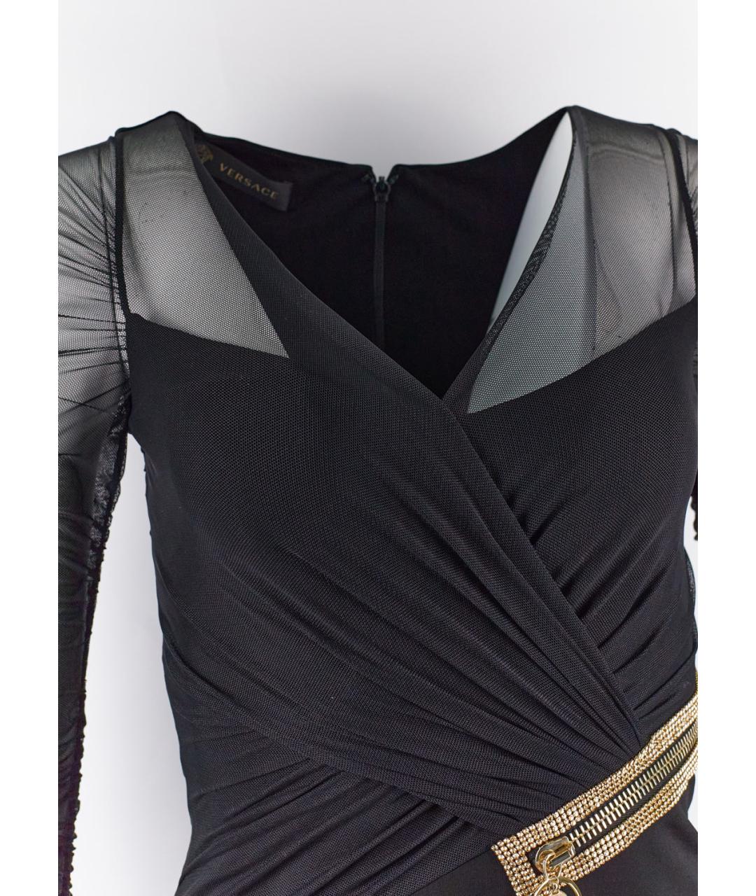 VERSACE Черное вискозное коктейльное платье, фото 3