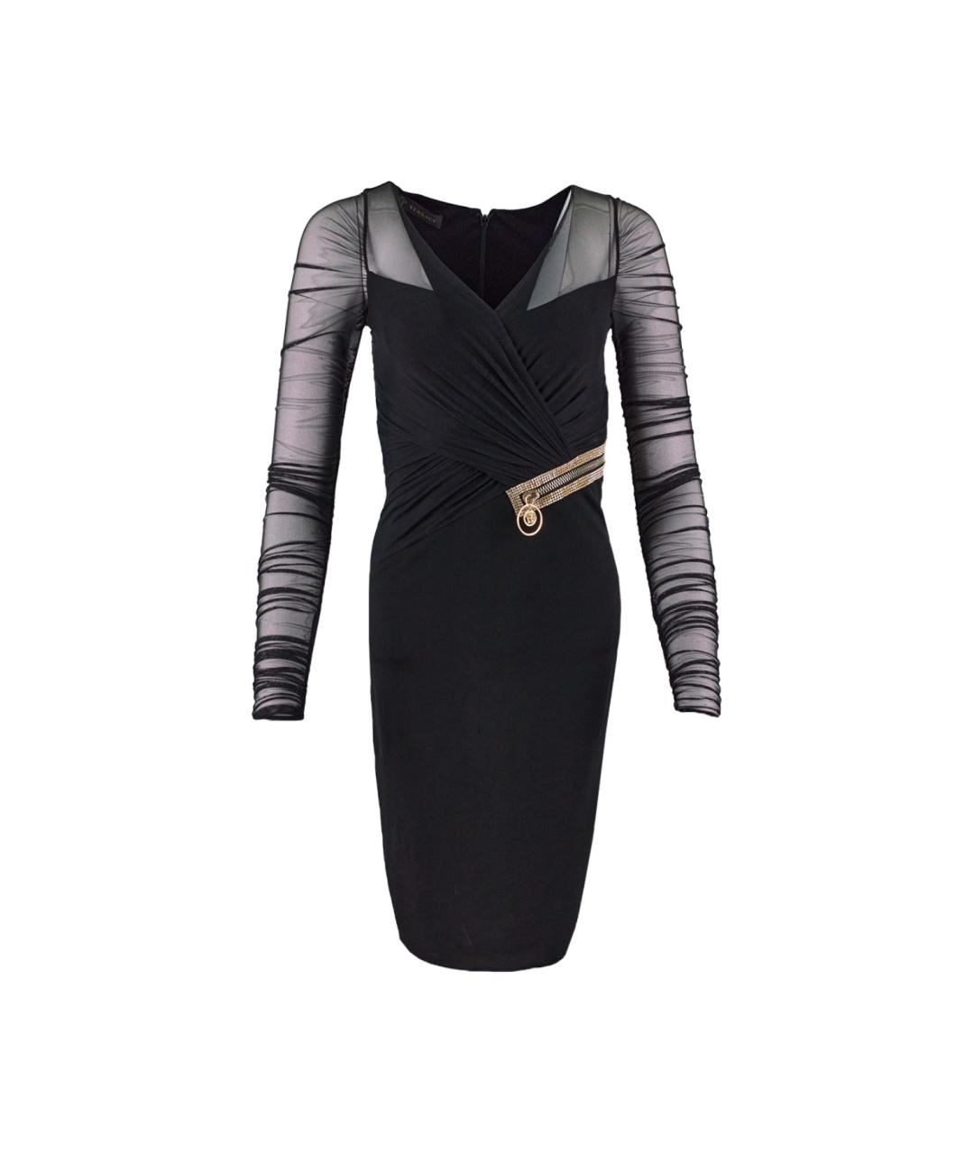 VERSACE Черное вискозное коктейльное платье, фото 1