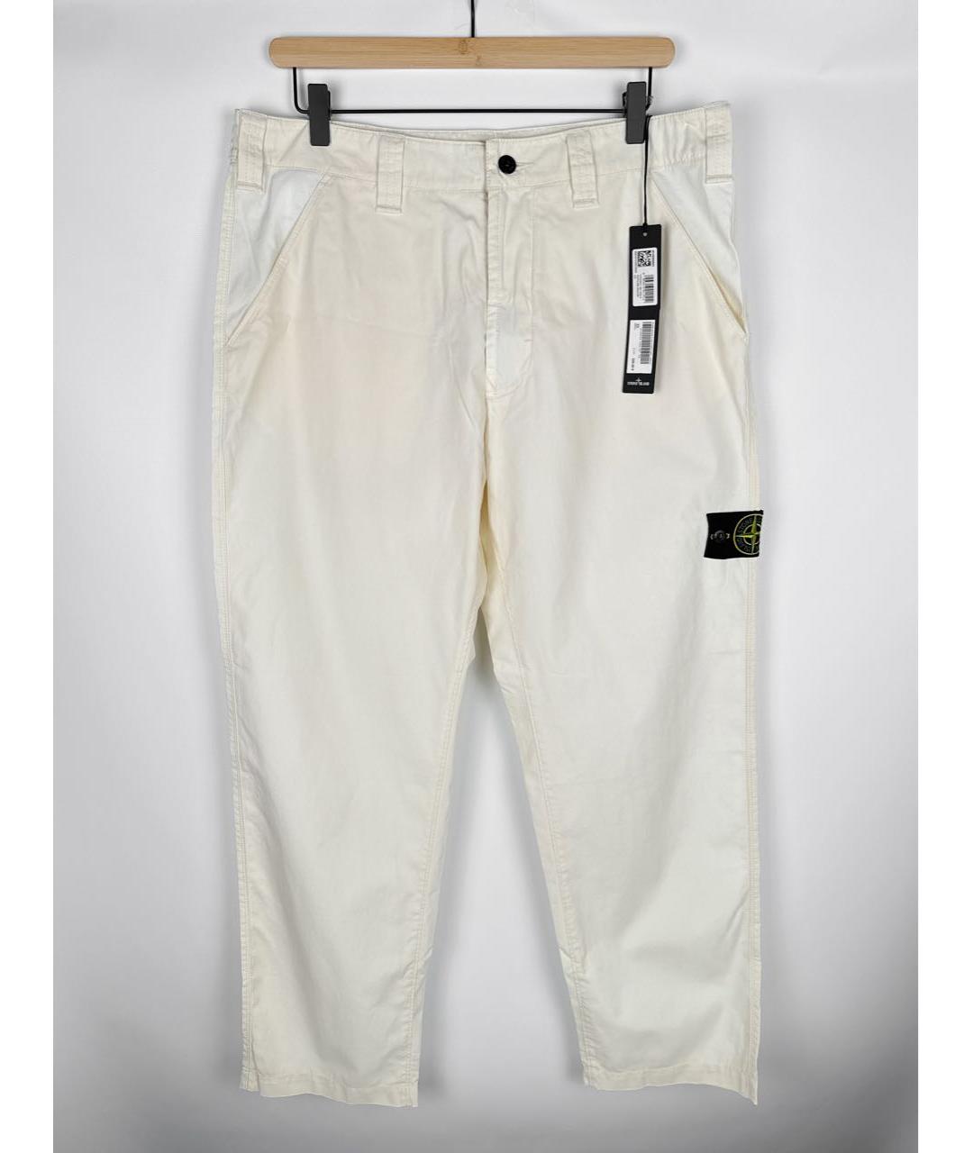STONE ISLAND Бежевые хлопковые повседневные брюки, фото 9