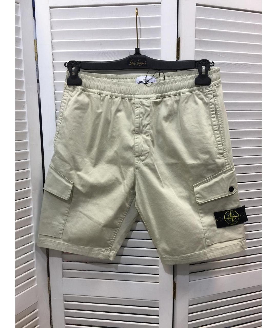 STONE ISLAND Бежевые хлопковые шорты, фото 8