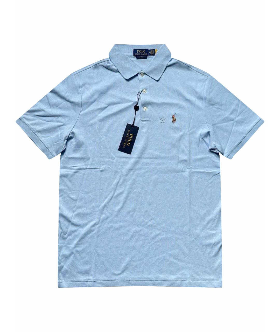 POLO RALPH LAUREN Голубое хлопковое поло с коротким рукавом, фото 1