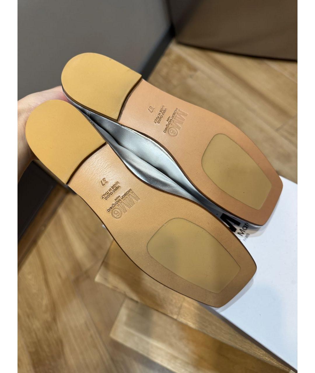 MM6 MAISON MARGIELA Серебряные кожаные балетки, фото 3
