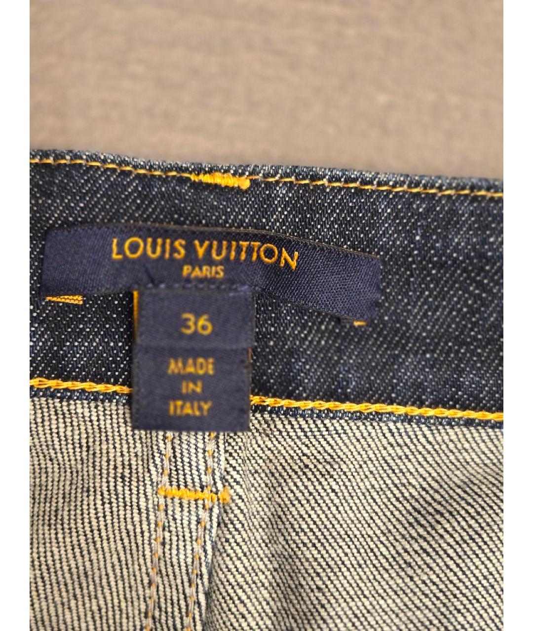 LOUIS VUITTON Темно-синие хлопко-эластановые прямые джинсы, фото 6