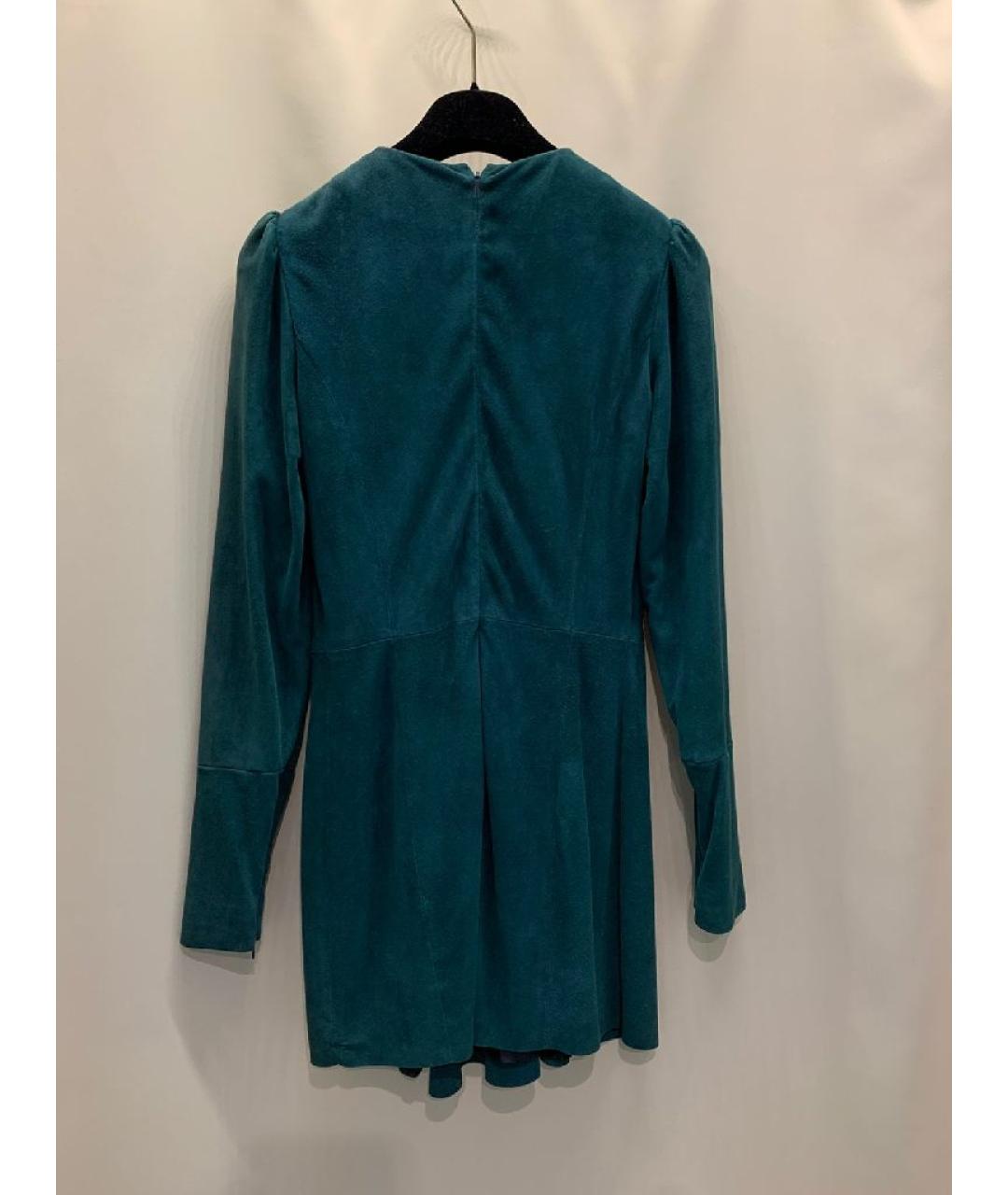 SAINT LAURENT Бирюзовое замшевое коктейльное платье, фото 3