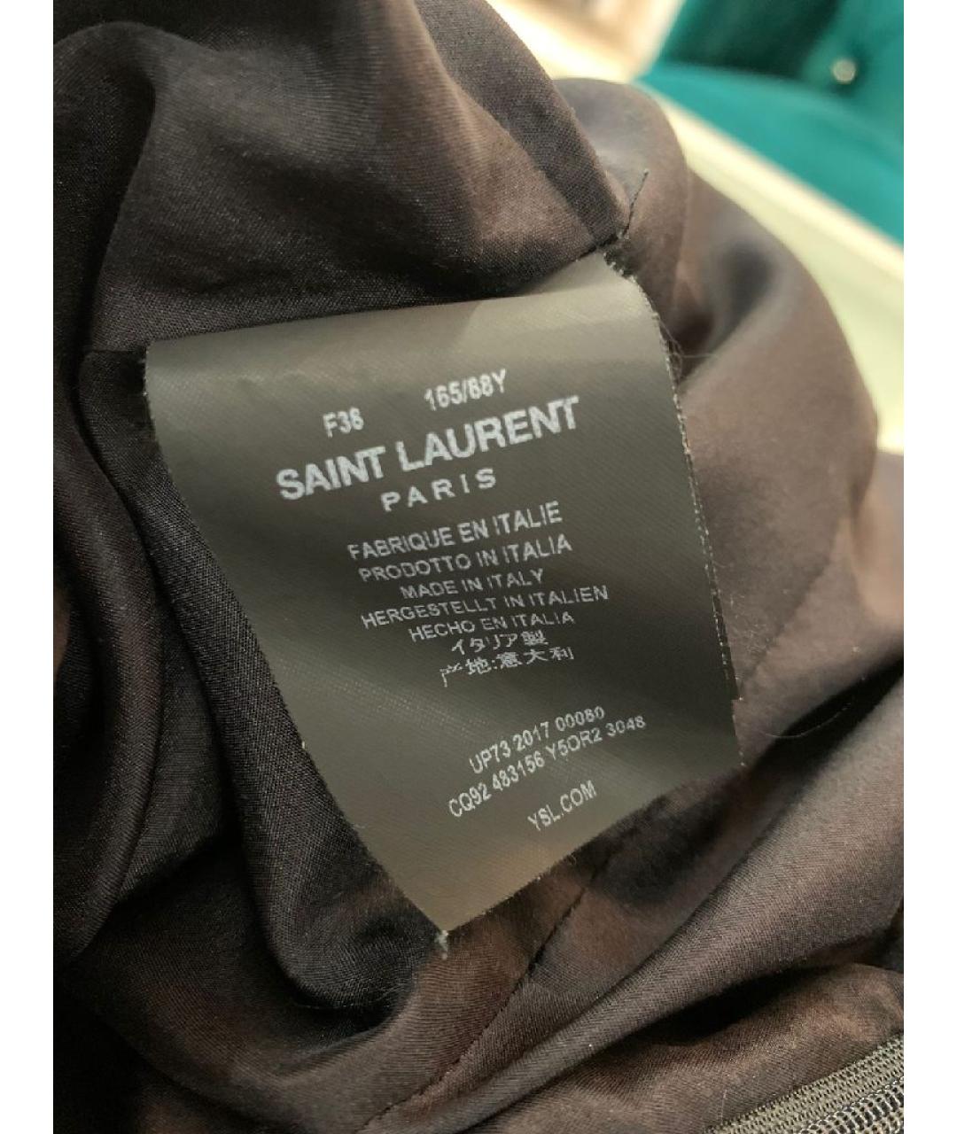 SAINT LAURENT Бирюзовое замшевое коктейльное платье, фото 5