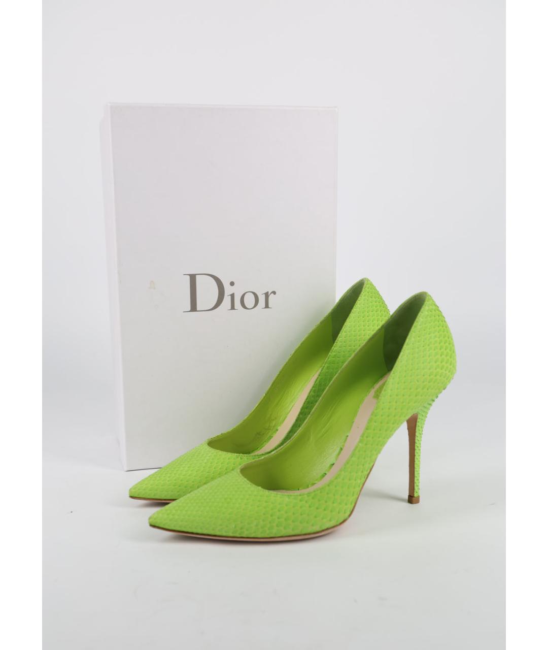CHRISTIAN DIOR Салатовые кожаные туфли, фото 6