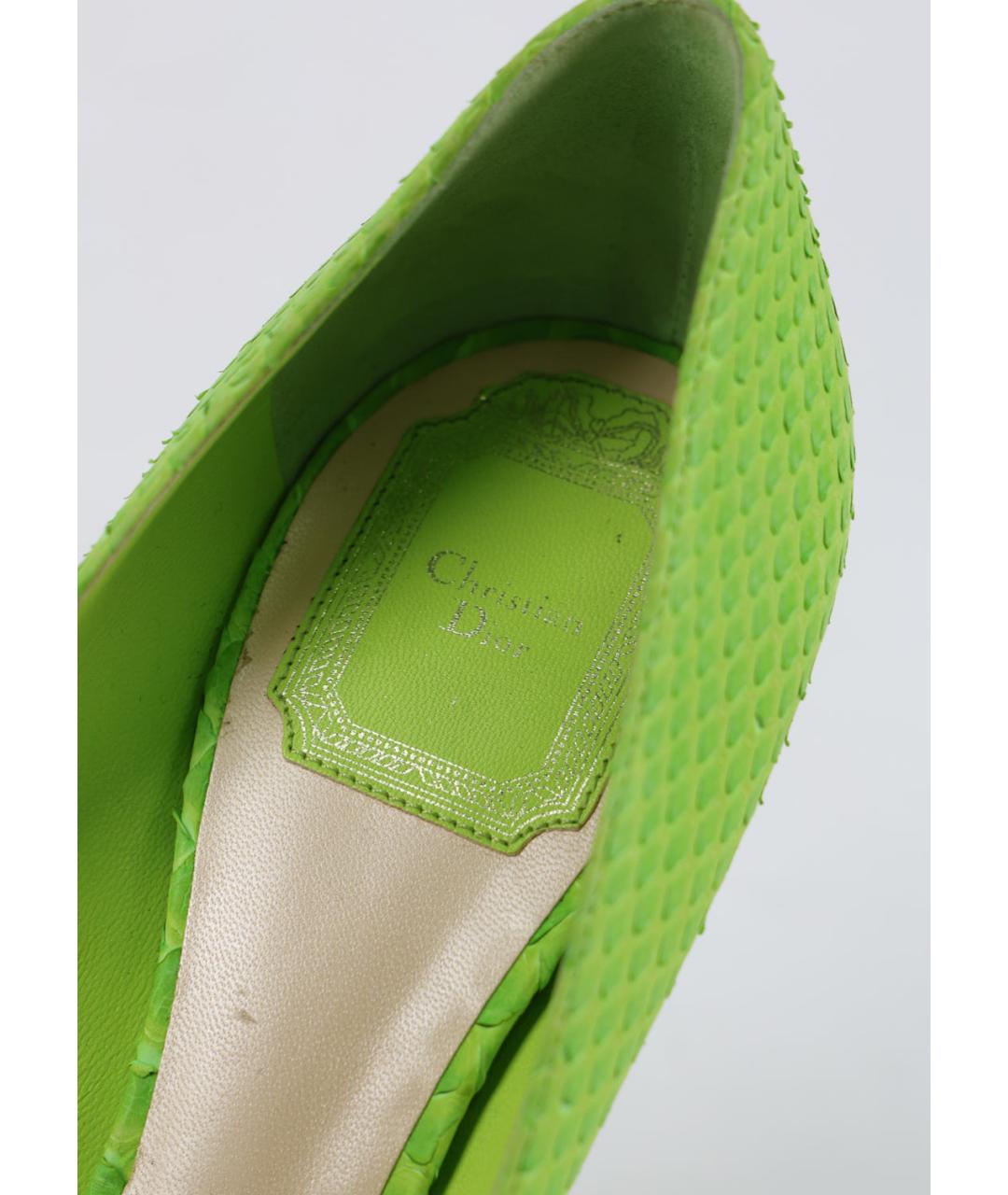 CHRISTIAN DIOR Салатовые кожаные туфли, фото 5