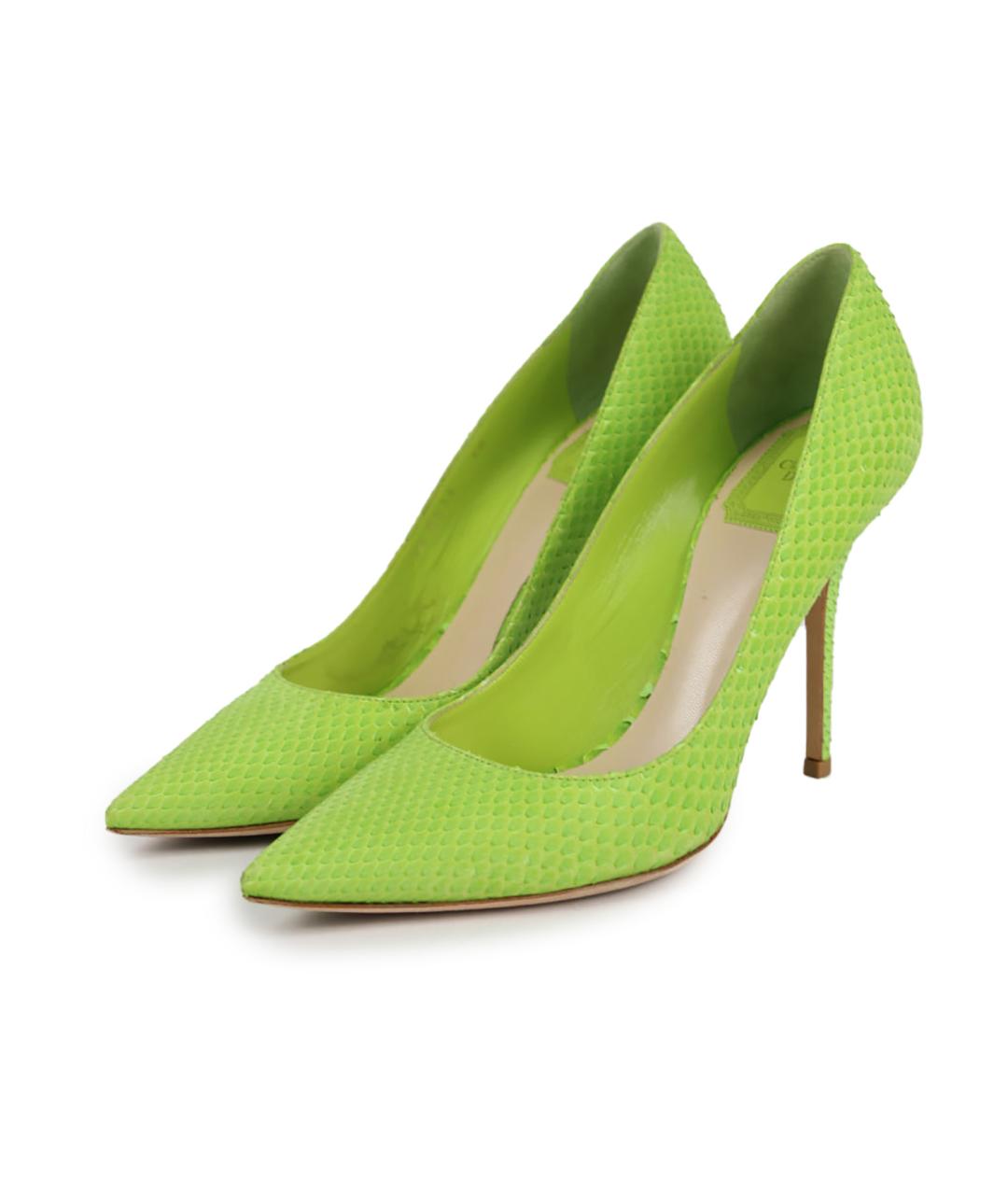 CHRISTIAN DIOR Салатовые кожаные туфли, фото 2